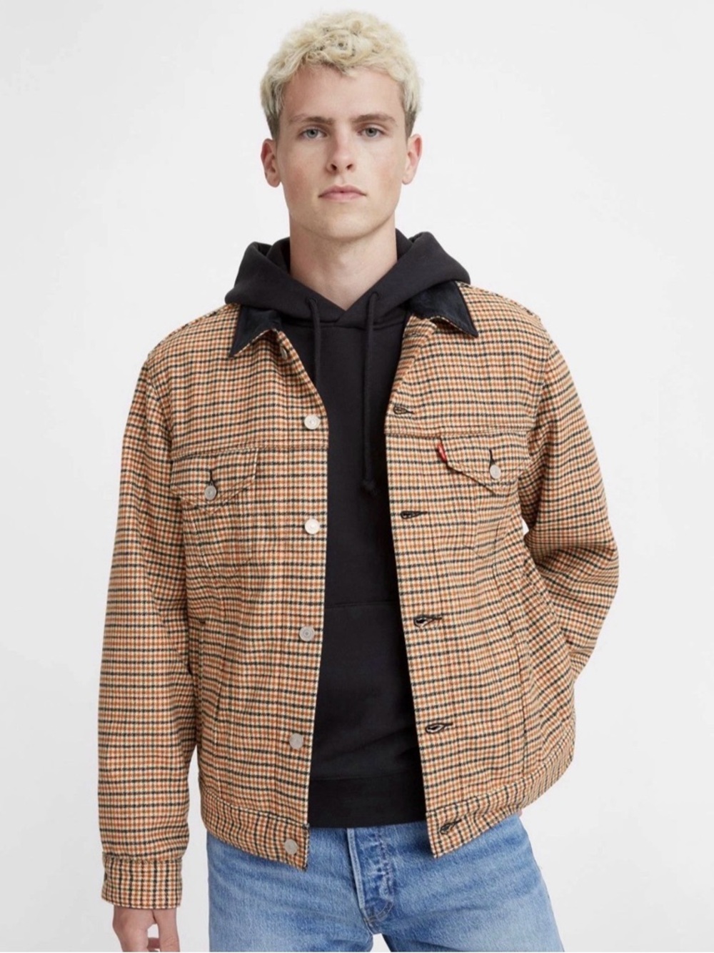 Levi's Tan and Black Houndstooth Shirt Jacket